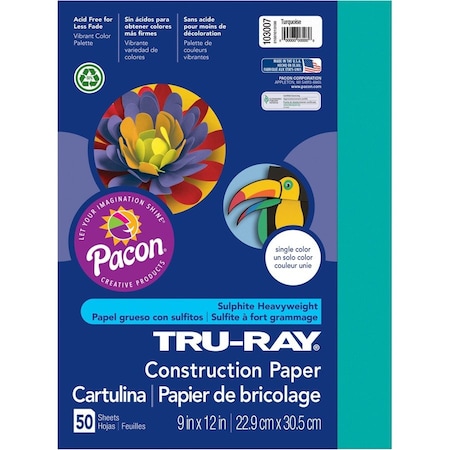 Tru-Ray Paper, Const, 9X12, Turqs, 50Sh, PK50 PAC103007